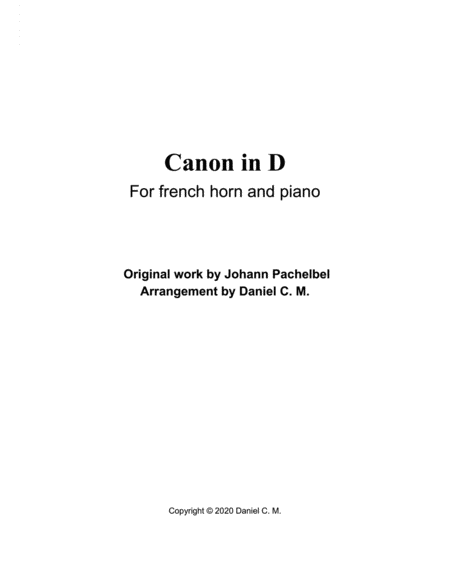 Canon in D for horn and piano image number null