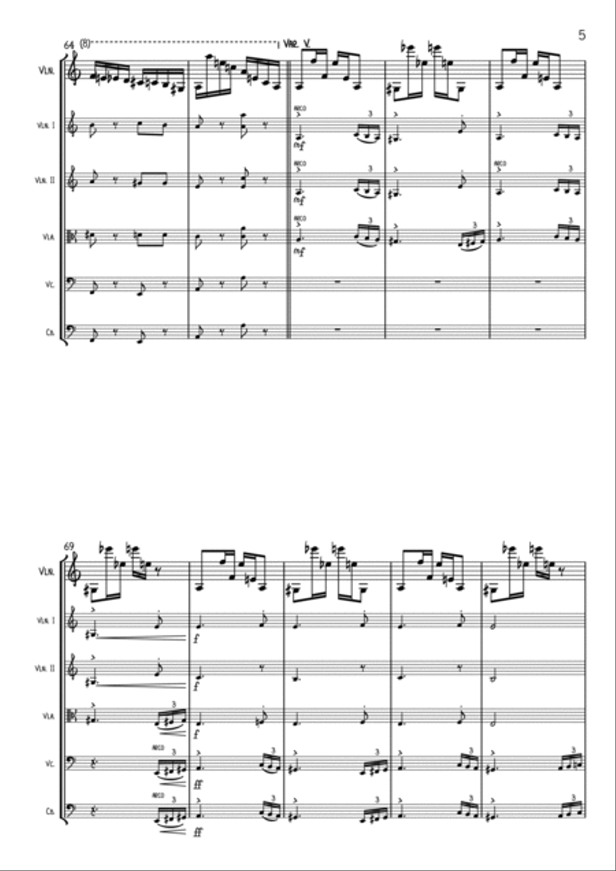 Paganini - Caprice No. 24 - orchestrated String Orchestra scores gallery preview page 5