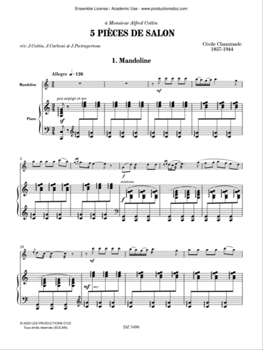 5 Pièces de salon 5 Pièces de salon Piano Accompaniment scores gallery preview page 3