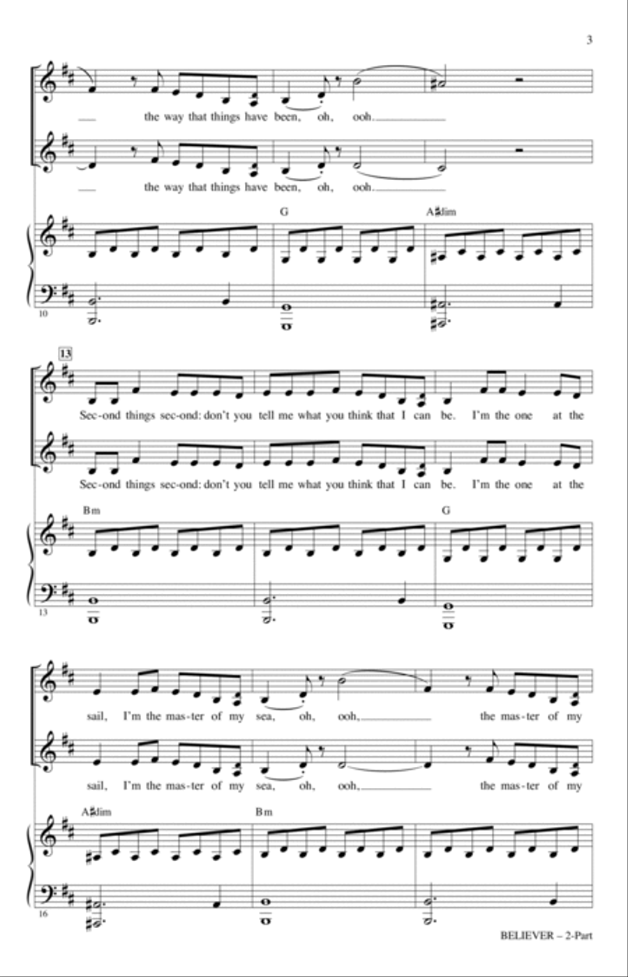 Believer (arr. Mark Brymer) 2-Part scores gallery preview page 2
