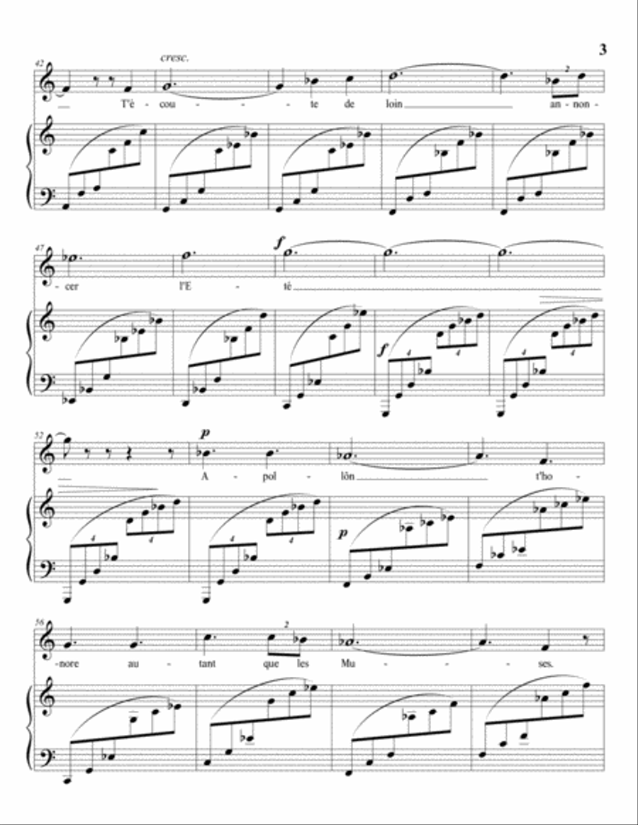 CHAUSSON: La cigale (transposed to D dorian, no sharps or flats) Voice scores gallery preview page 4