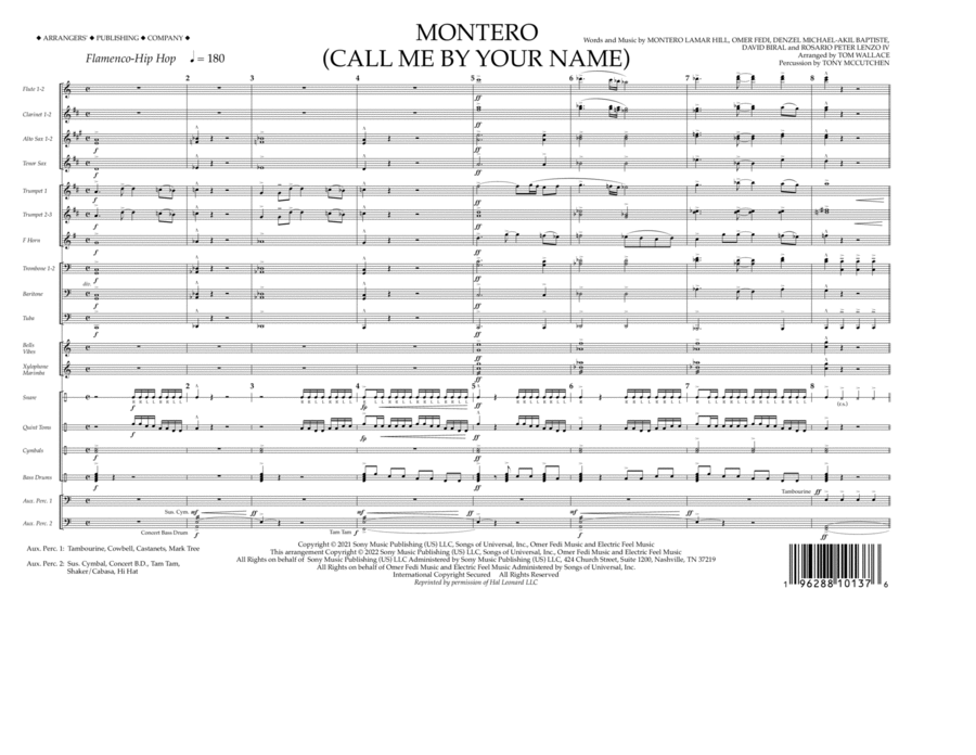 Montero (Call Me By Your Name) (arr. Tom Wallace) - Full Score Marching Band scores gallery preview page 1