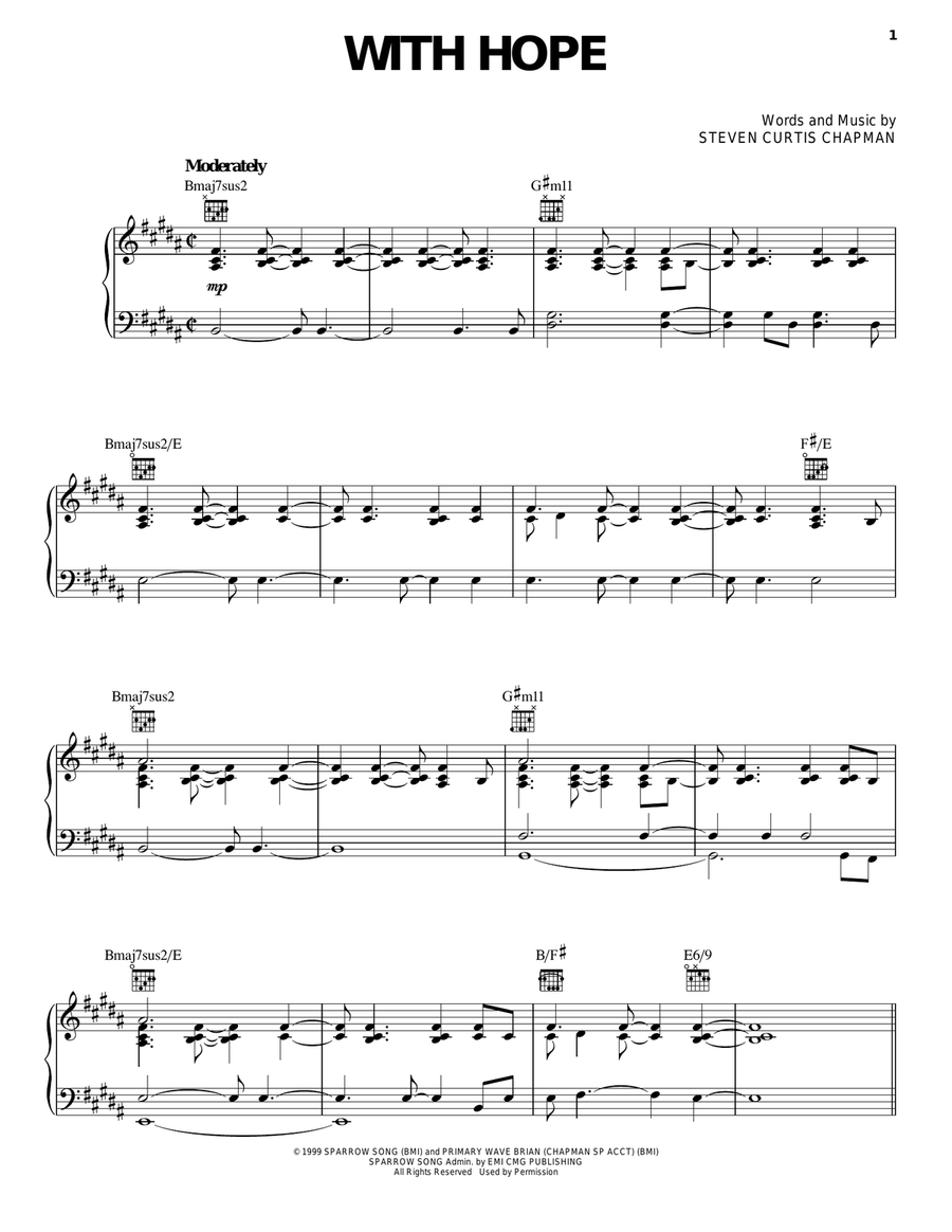 With Hope Piano, Vocal, Guitar scores gallery preview page 1