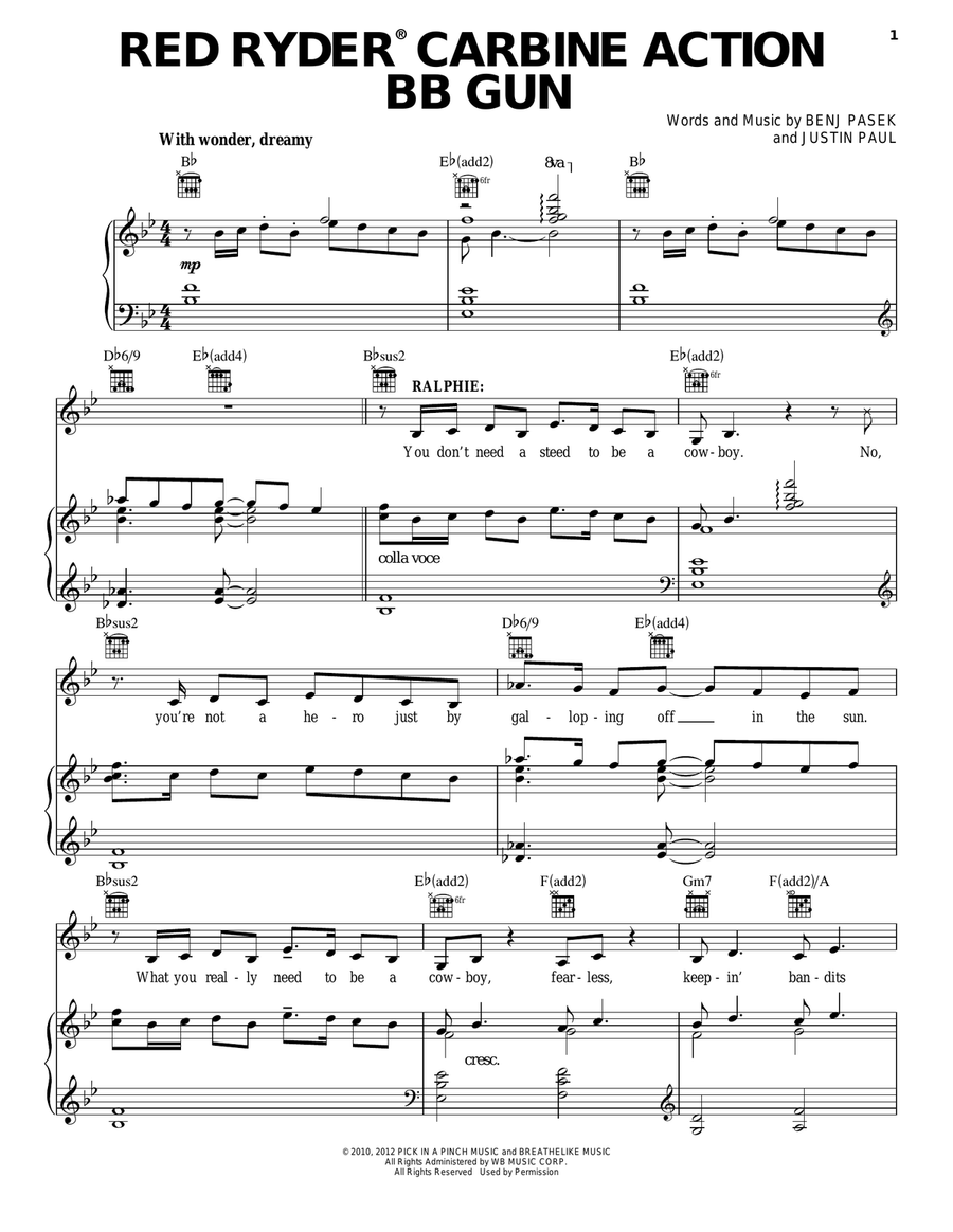 Red Ryder Carbine Action BB Gun Piano, Vocal, Guitar scores gallery preview page 1