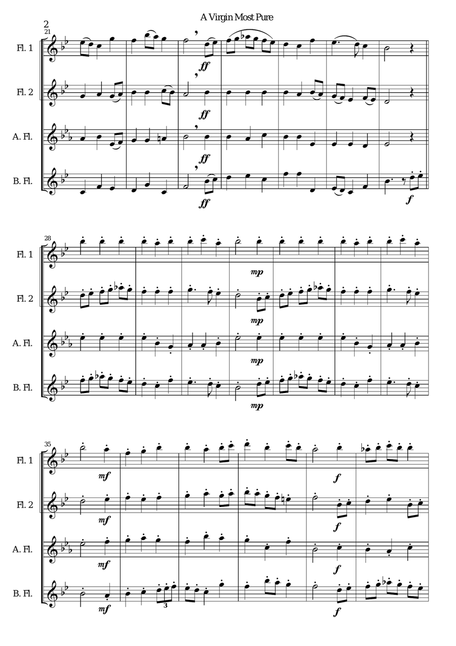 A Virgin Most Pure for flute quartet Flute Quartet scores gallery preview page 2