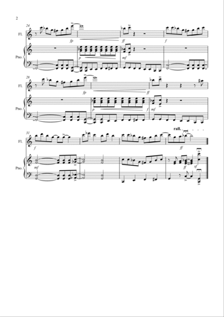 Summer Blues for Flute and Piano Flute Solo scores gallery preview page 2