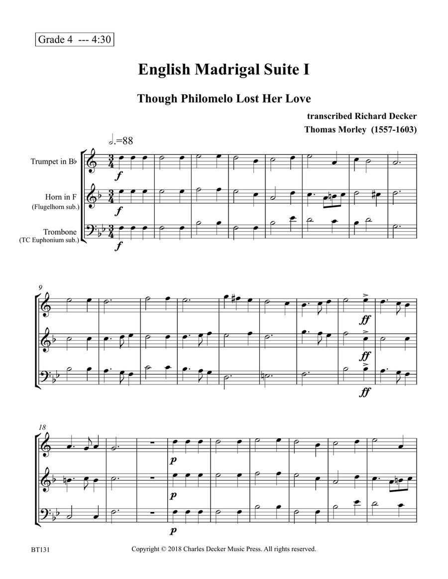 English Madrigal Suite I for Brass Trio Choir scores gallery preview page 2