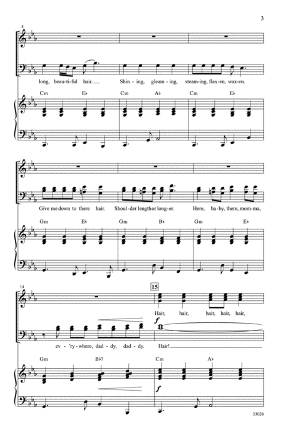 Hair: A Choral Medley 4-Part scores gallery preview page 3