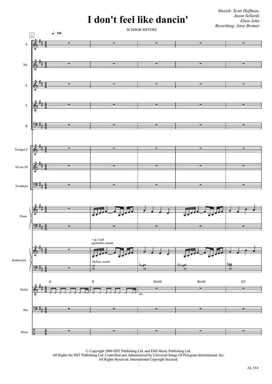I Don't Feel Like Dancin' Divisi scores gallery preview page 1