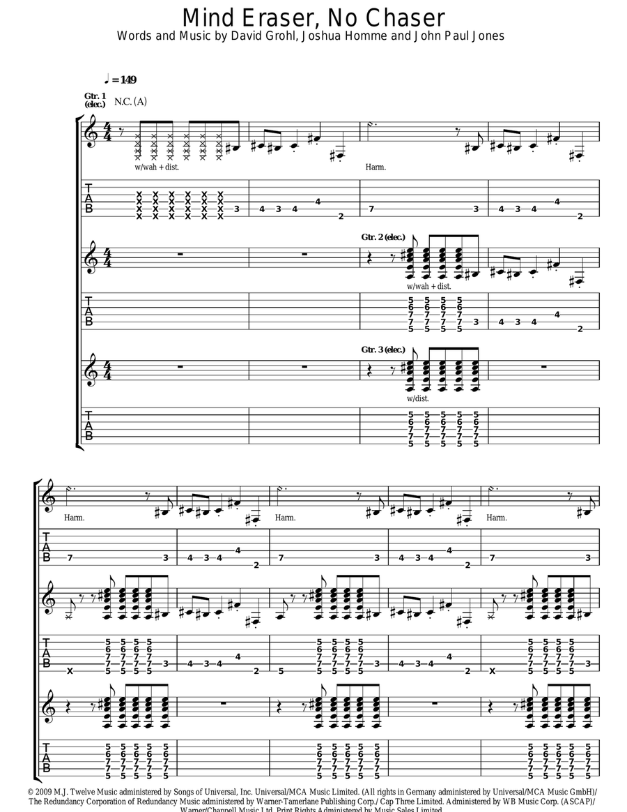 Mind Eraser, No Chaser Acoustic Guitar scores gallery preview page 1