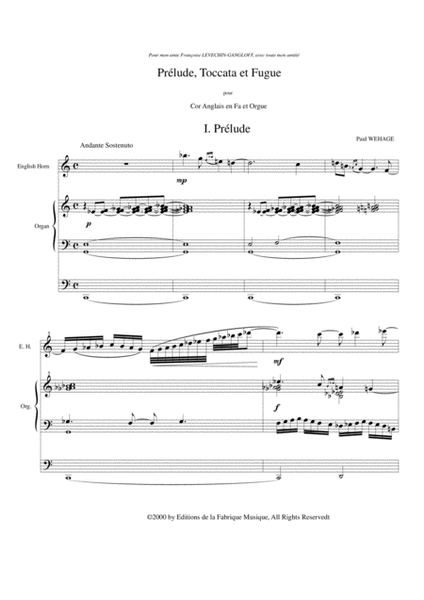 Paul Wehage: Prélude, Toccata et Fugue for english horn and organ