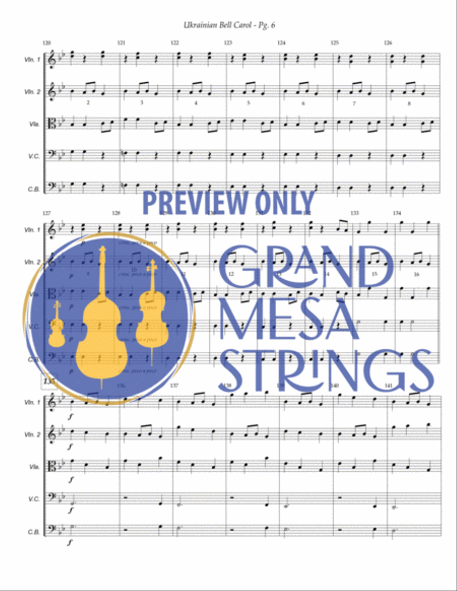 Ukrainian Bell Carol String Orchestra scores gallery preview page 7