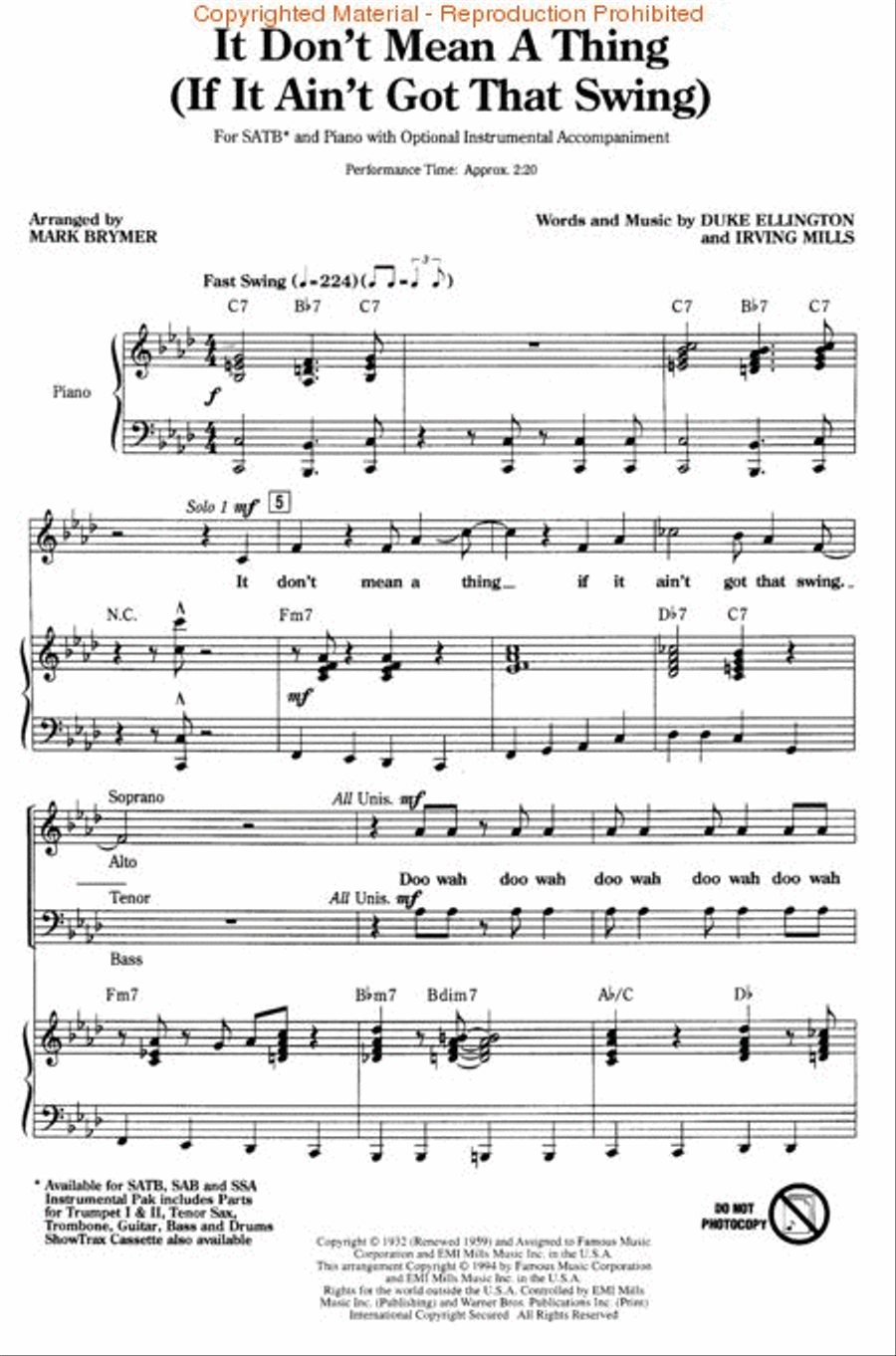 It Don't Mean a Thing 4-Part scores gallery preview page 2