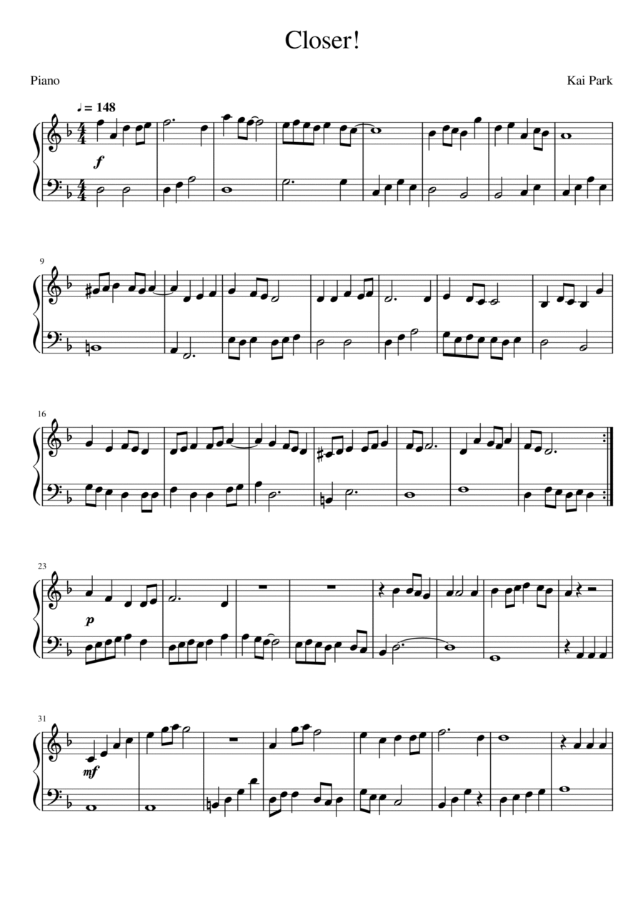 Closer! Piano Solo scores gallery preview page 1