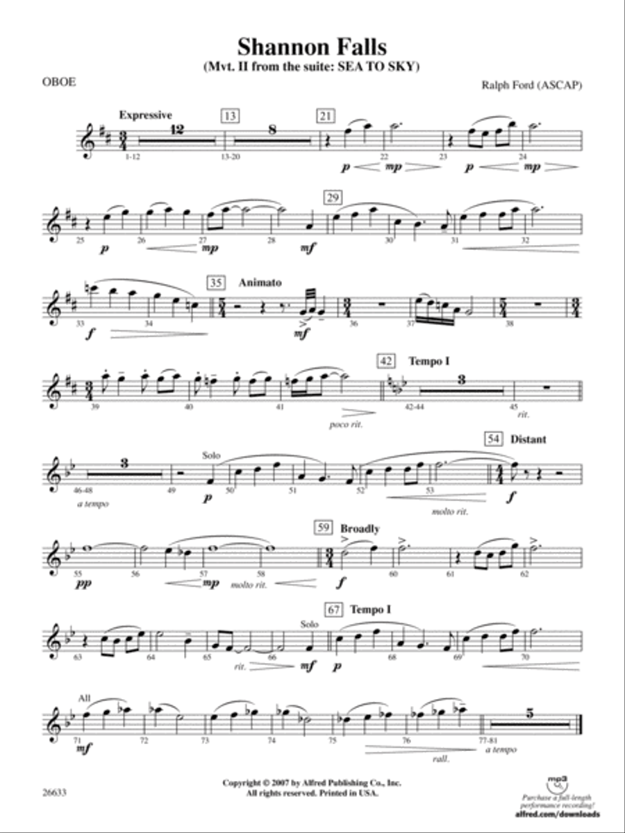 Shannon Falls: Oboe Full Orchestra scores gallery preview page 1