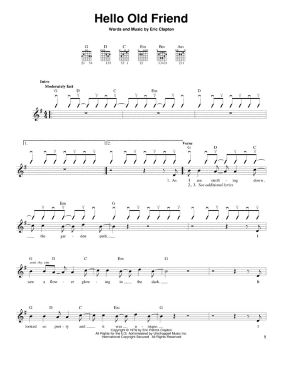 Hello Old Friend Acoustic Guitar scores gallery preview page 1
