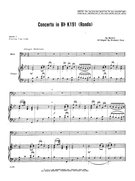 Concerto In Bb K191 (Rondo)