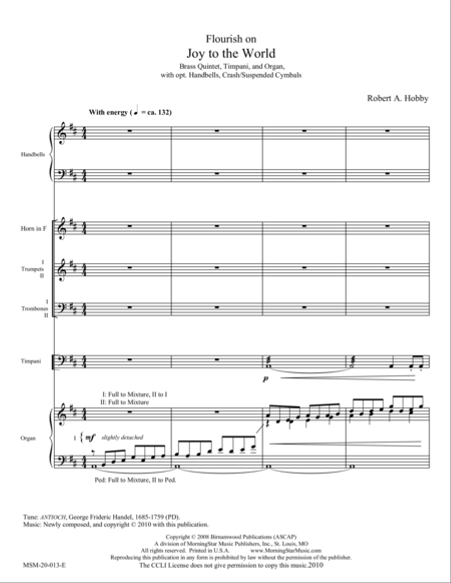 Flourish on Joy to the World Handbell Choir scores gallery preview page 1