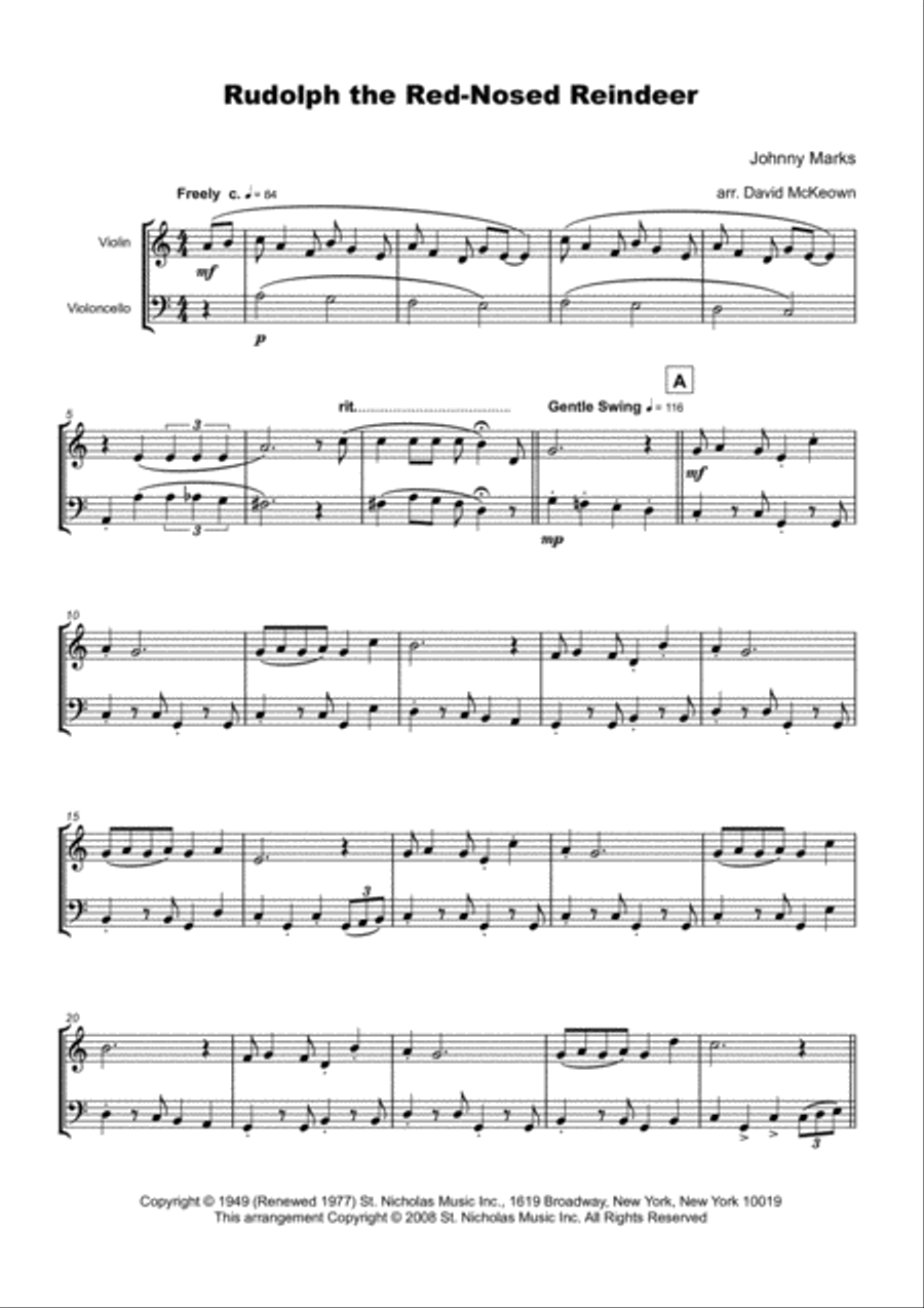 Rudolph The Red-nosed Reindeer String Duet scores gallery preview page 2