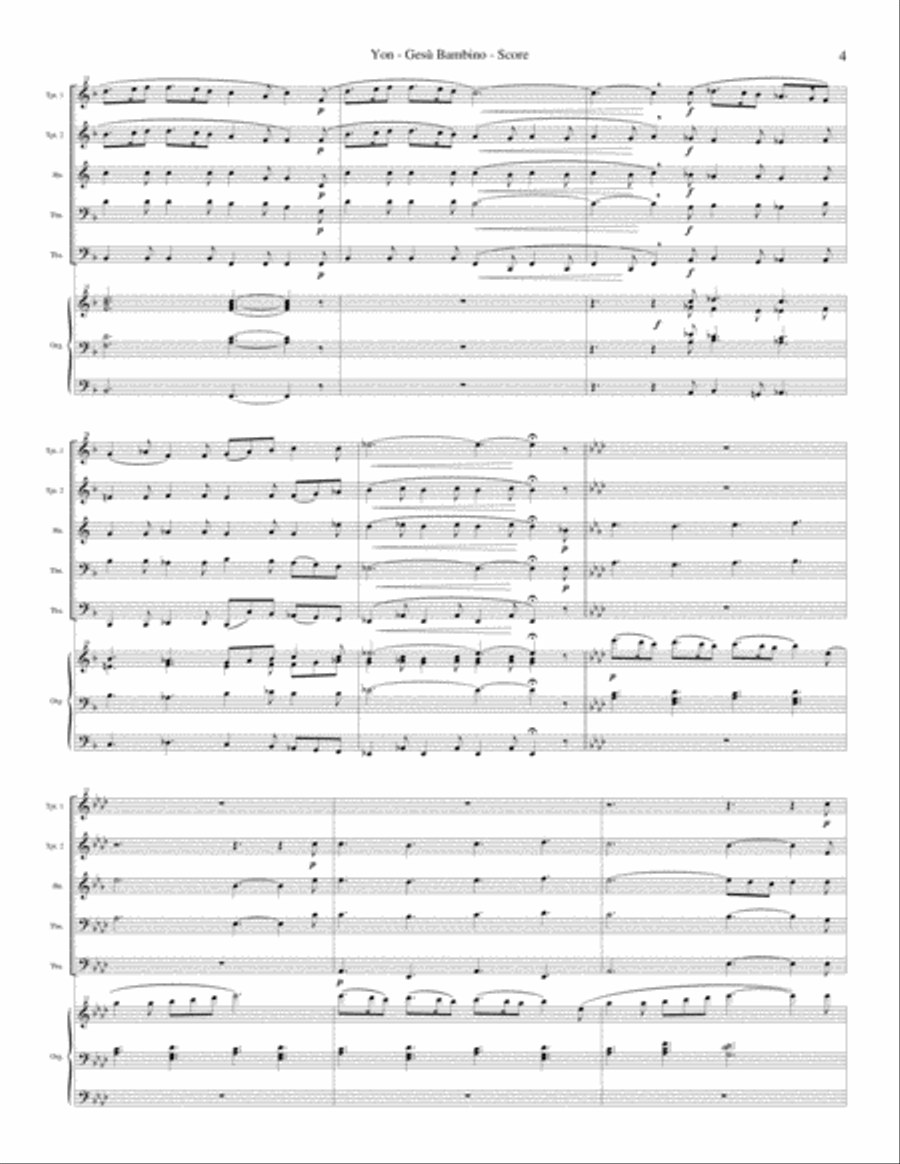 Gesù Bambino (The Infant Jesus), for Brass quintet and Organ Brass Ensemble scores gallery preview page 5