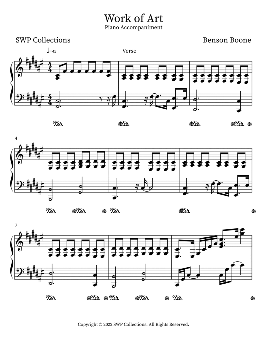 Work of Art Piano Solo scores gallery preview page 1