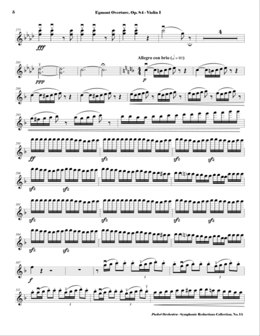 Beethoven - Egmont Overture, Op. 84 - String Quartet Arrangement - Parts String Quartet scores gallery preview page 6