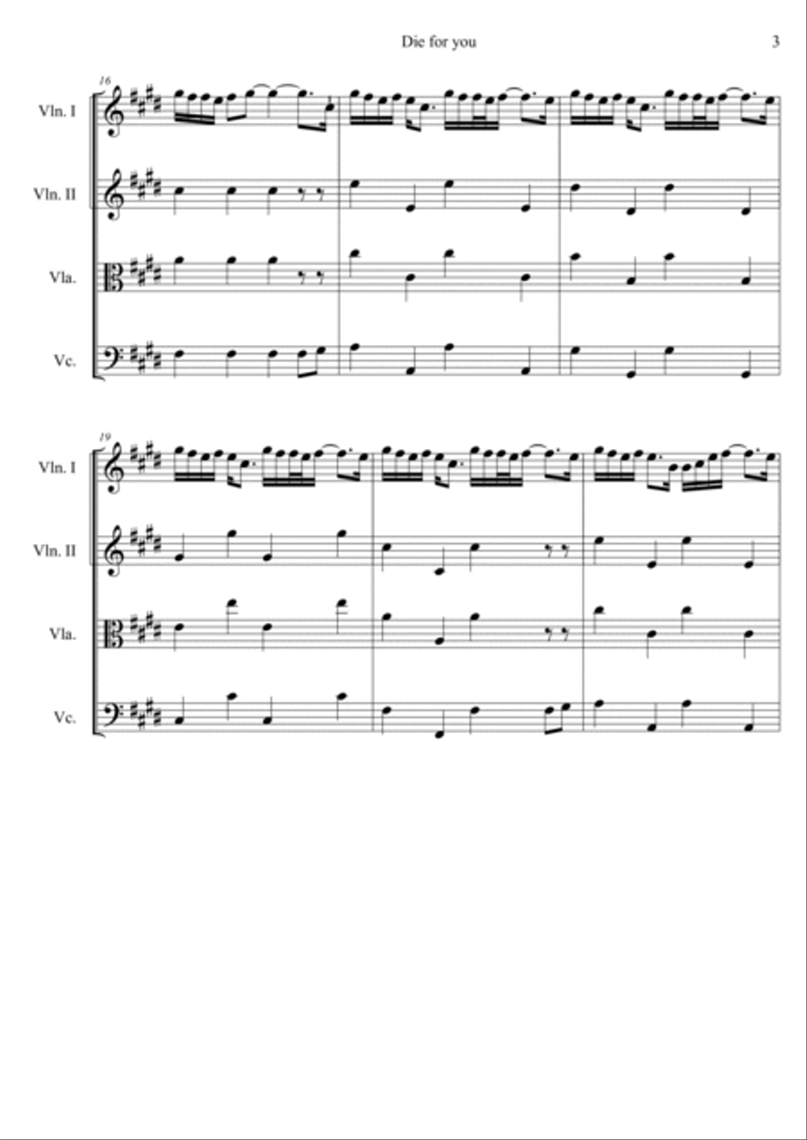 Die For You Die For You String Quartet scores gallery preview page 3