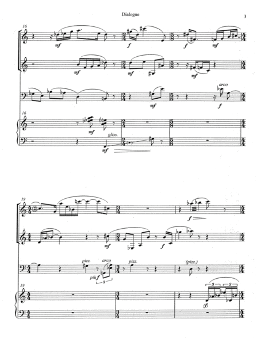 [Pleskow] Dialogue for Piano and Three Instruments Small Ensemble scores gallery preview page 5