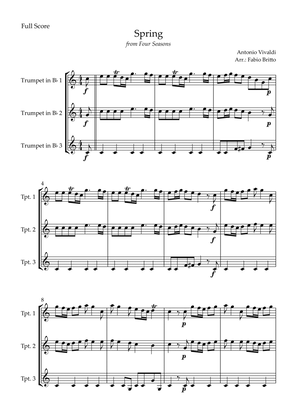 Spring (from Four Seasons of Antonio Vivaldi) for Trumpet in Bb Trio