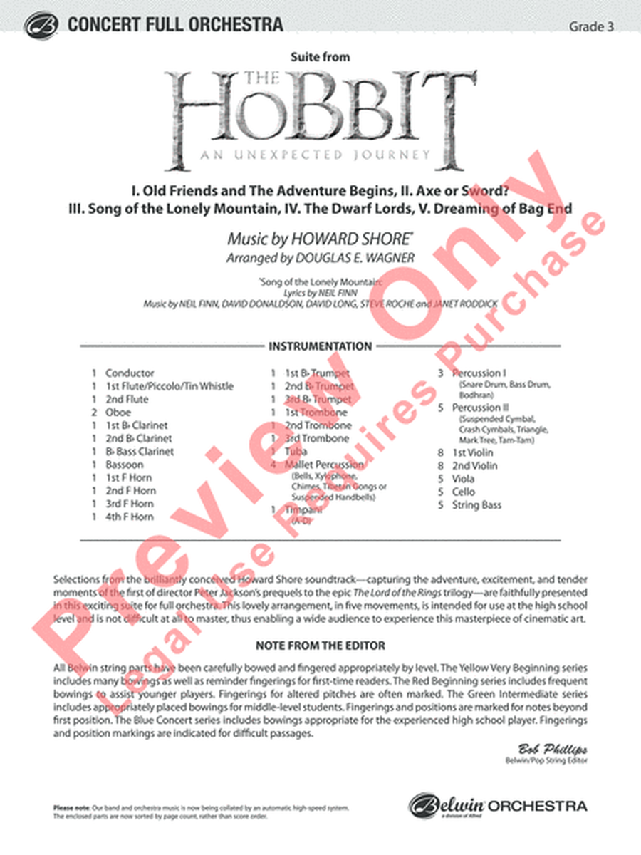 The Hobbit: An Unexpected Journey, Suite from