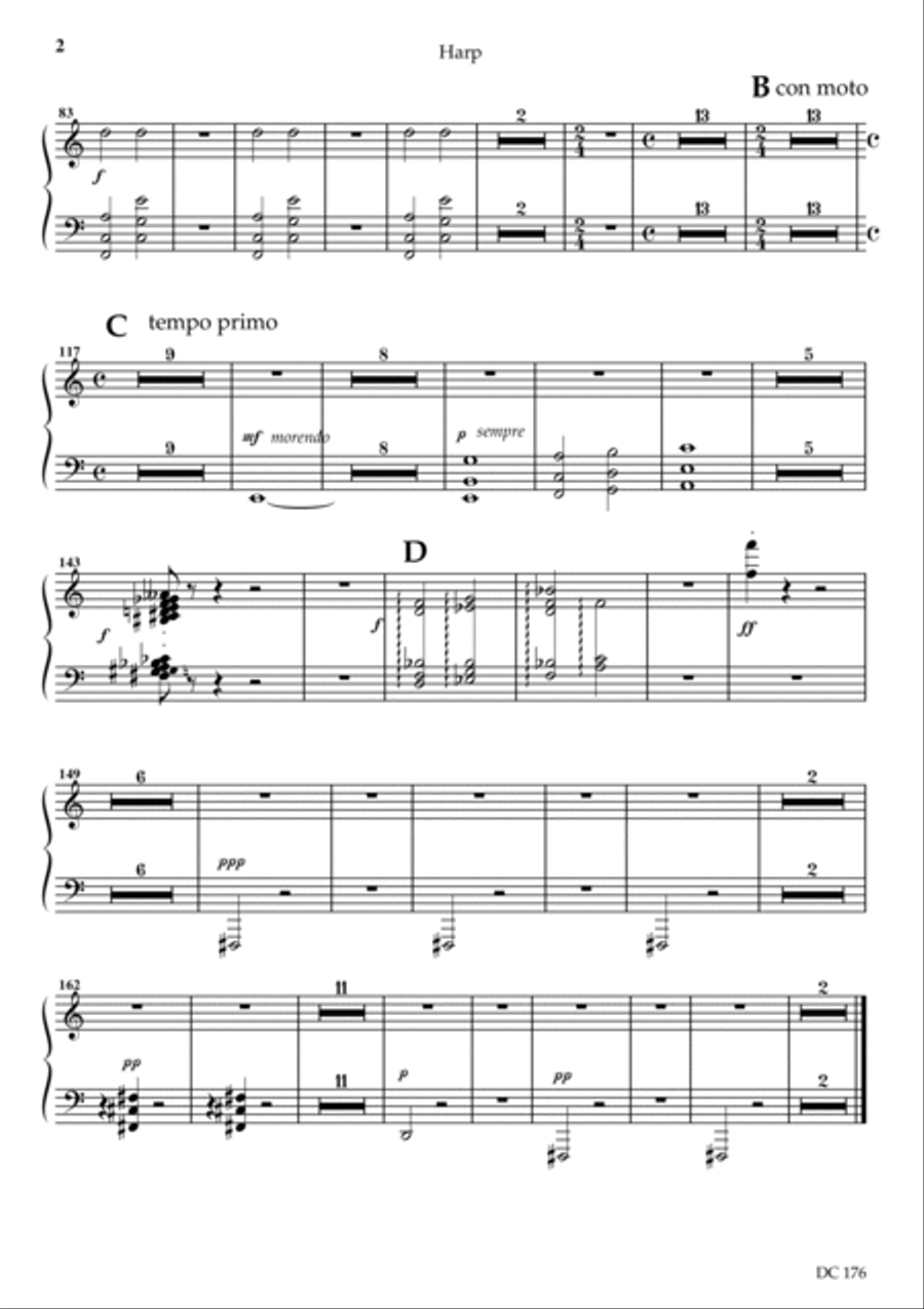 Ecocycle - harp part and vocal score cued with 1st violin Small Ensemble scores gallery preview page 2