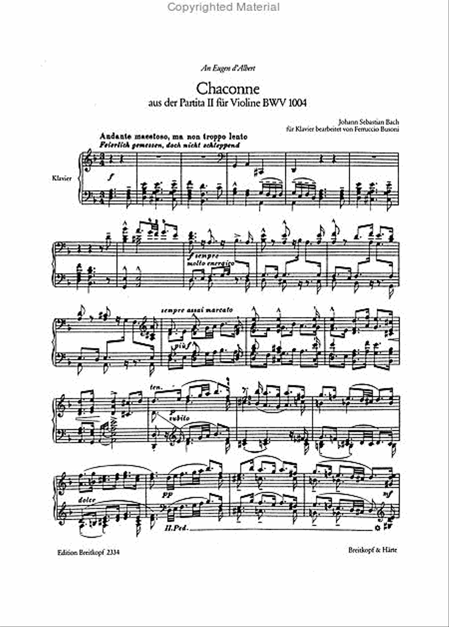 Chaconne from the Partita II in D minor BWV 1004