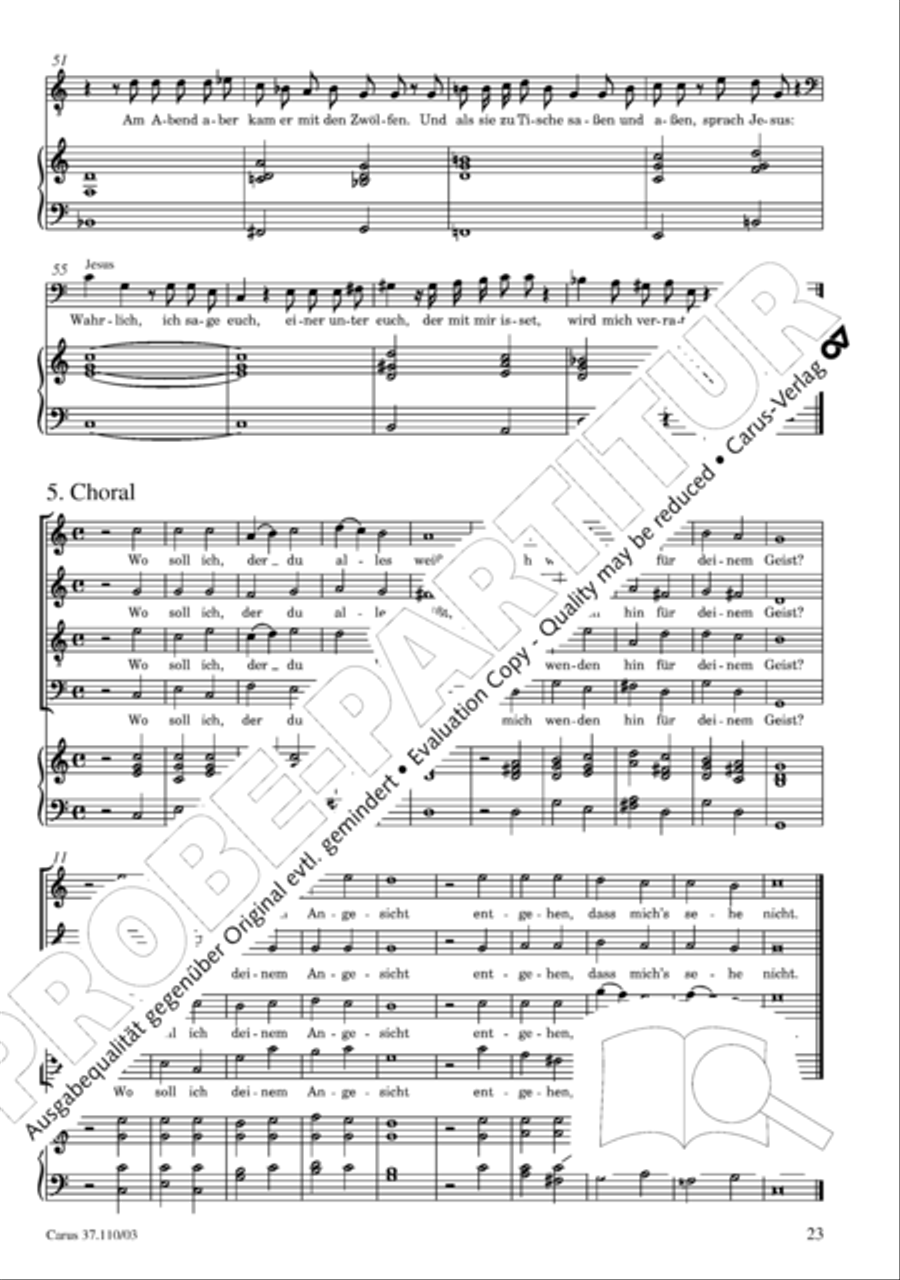 Markuspassion. Werkausgabe Reihe 1, Bd. 7 (Homilius) 4-Part scores gallery preview page 30