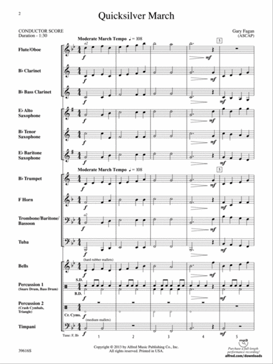 Quicksilver March: Score Quicksilver March: Score Concert Band scores gallery preview page 2