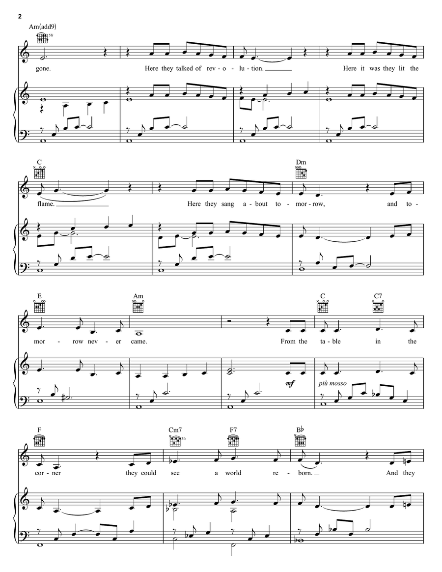 Empty Chairs At Empty Tables Piano, Vocal, Guitar scores gallery preview page 2