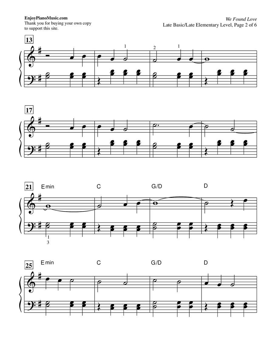 We Found Love We Found Love Piano Method scores gallery preview page 3