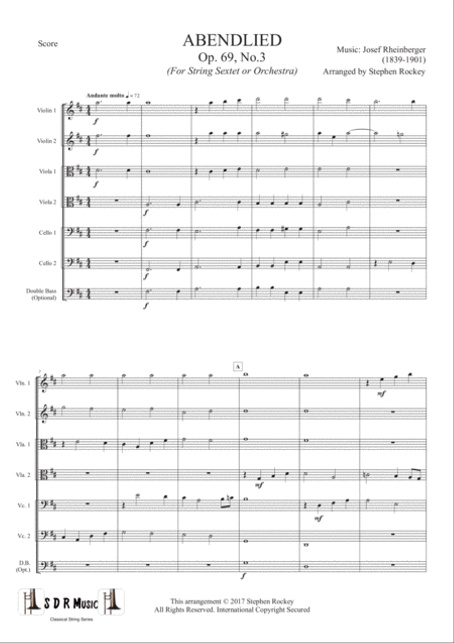 Abendlied, String Sextet or String Orchestra, Op.69, No.3 String Orchestra scores gallery preview page 3