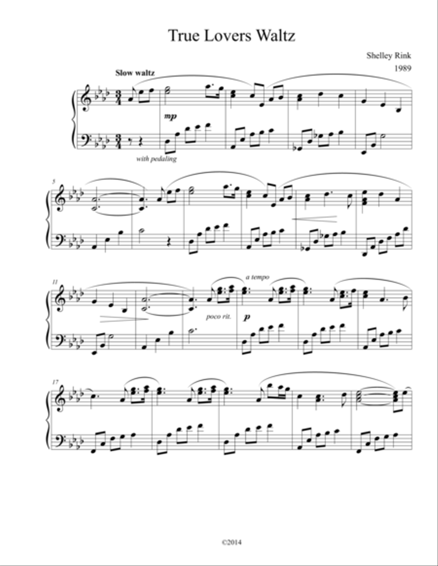 True Lovers Waltz True Lovers Waltz Piano Solo scores gallery preview page 1