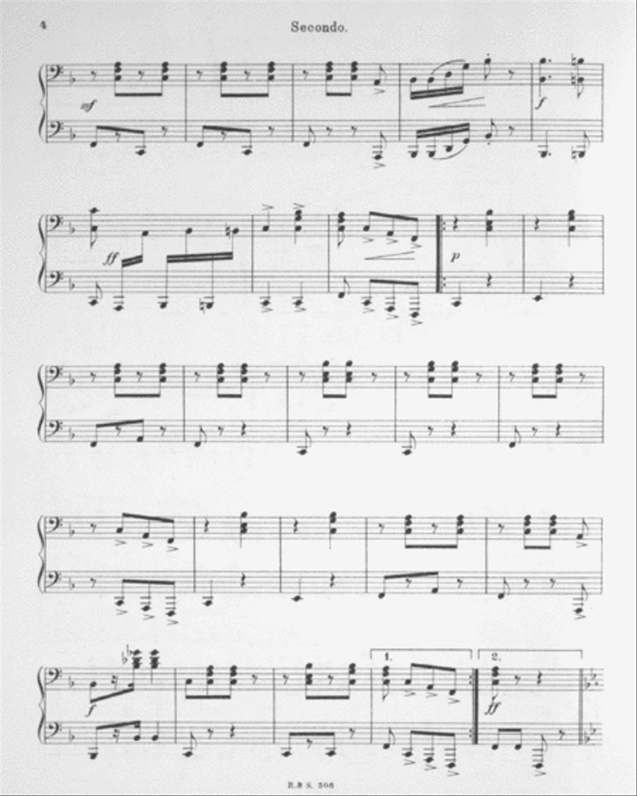 Under the American Flag. March of the Mariners. Unter Amerikanischer Flagge. (Marsch der Matrosen) Piano Duet scores gallery preview page 4