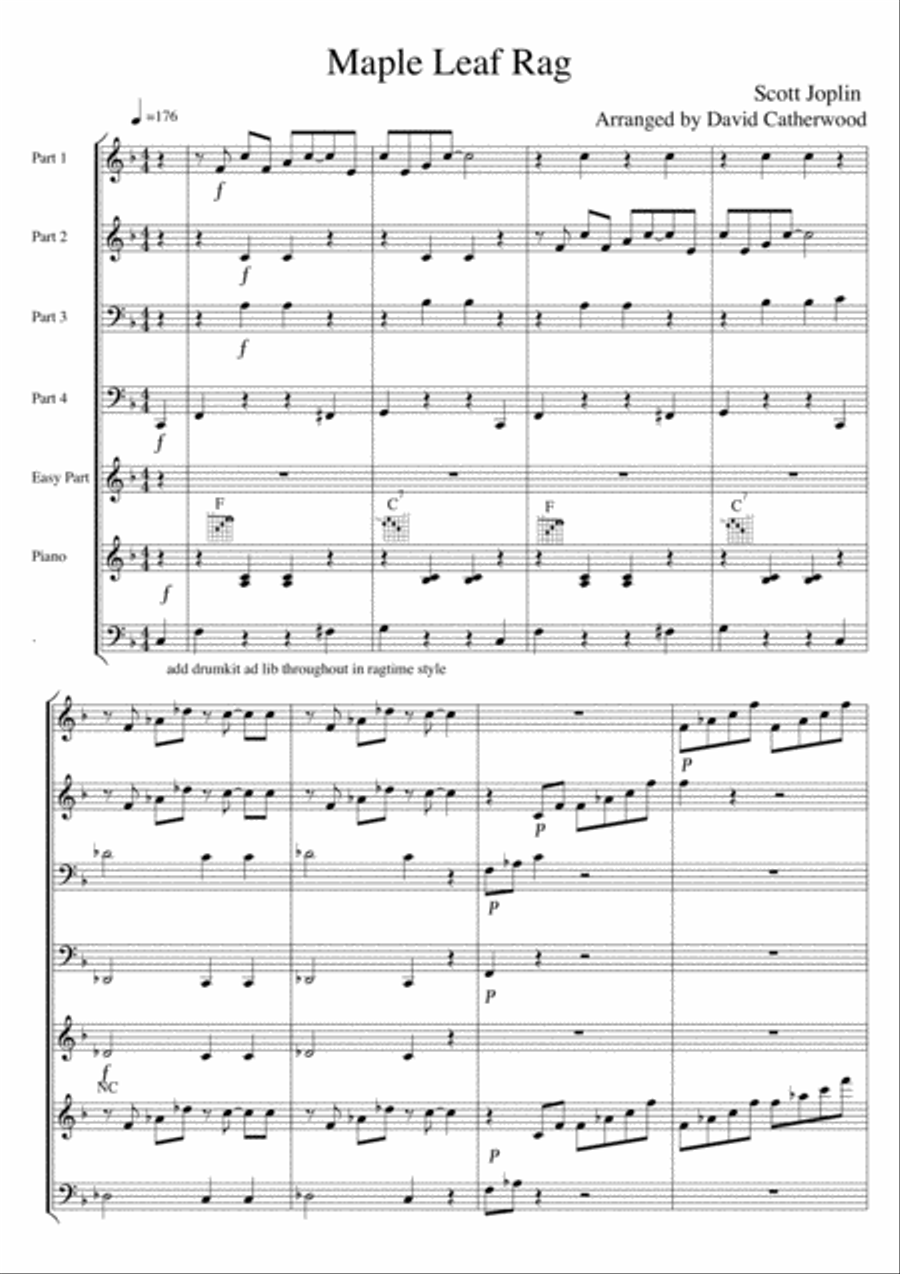 Maple leaf Rag by Scott Joplin arranged for flexible ensemble by David Catherwood Concert Band scores gallery preview page 5