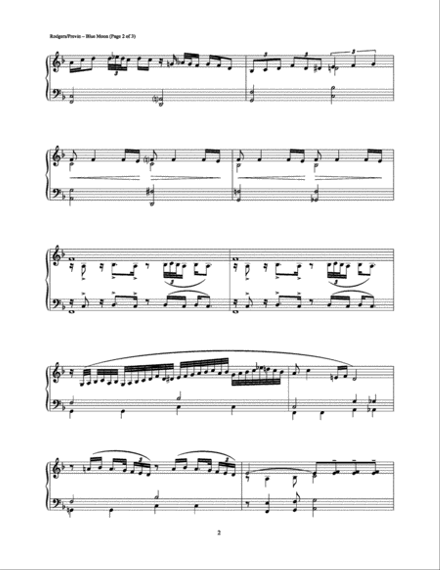 Blue Moon Blue Moon Piano Solo scores gallery preview page 2