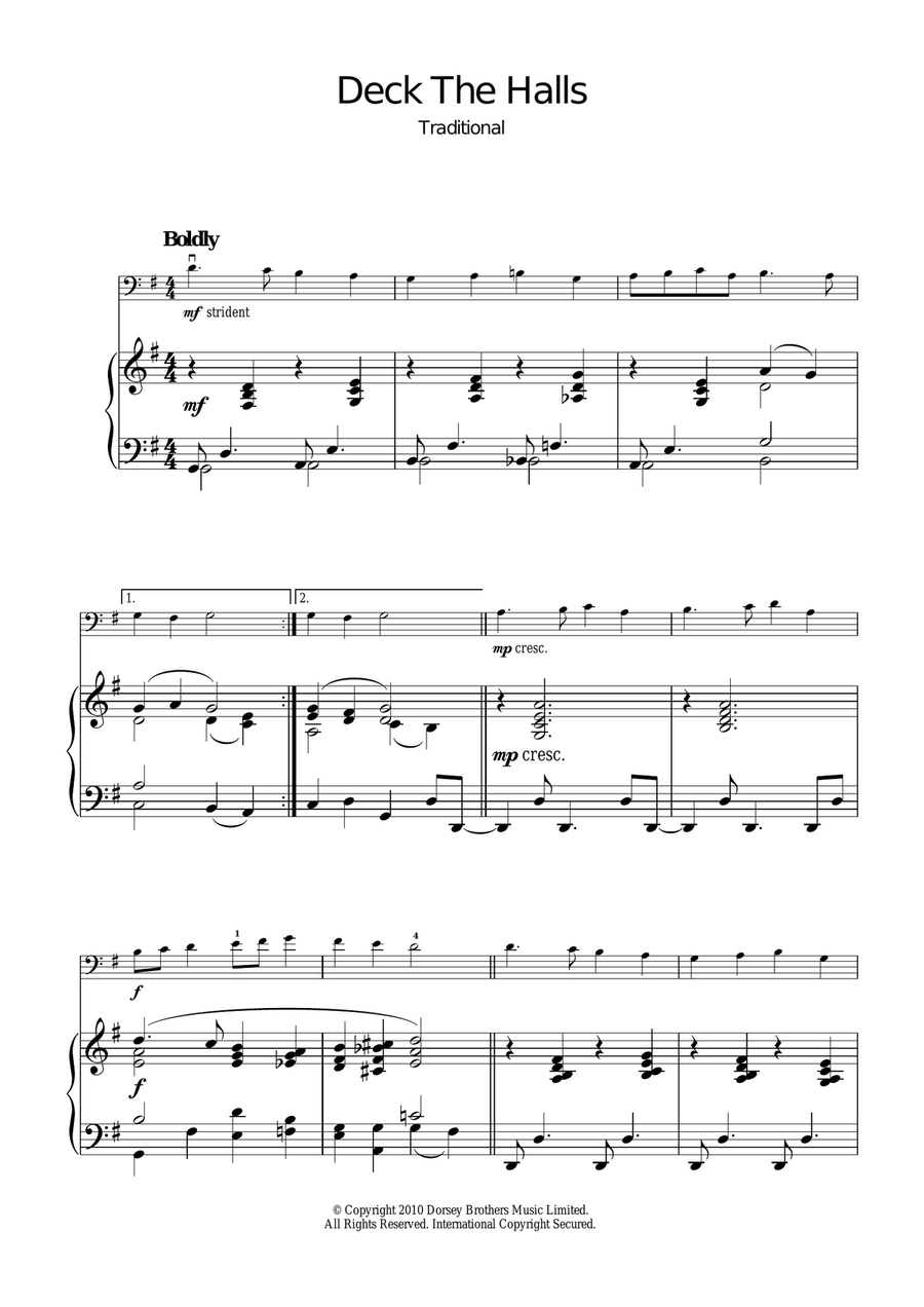 Deck The Halls Deck The Halls Cello Solo scores gallery preview page 1