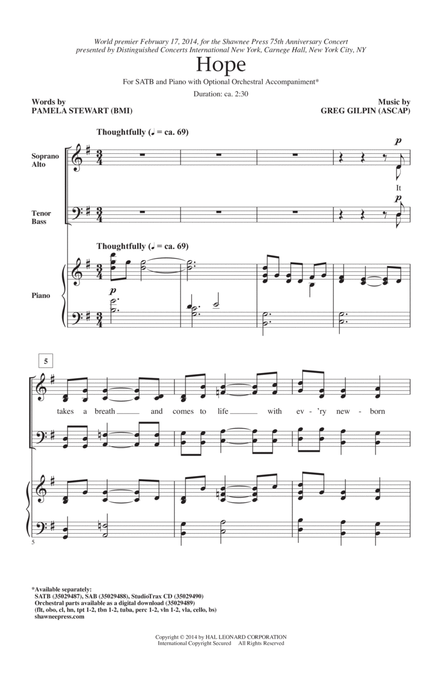Hope 4-Part scores gallery preview page 1