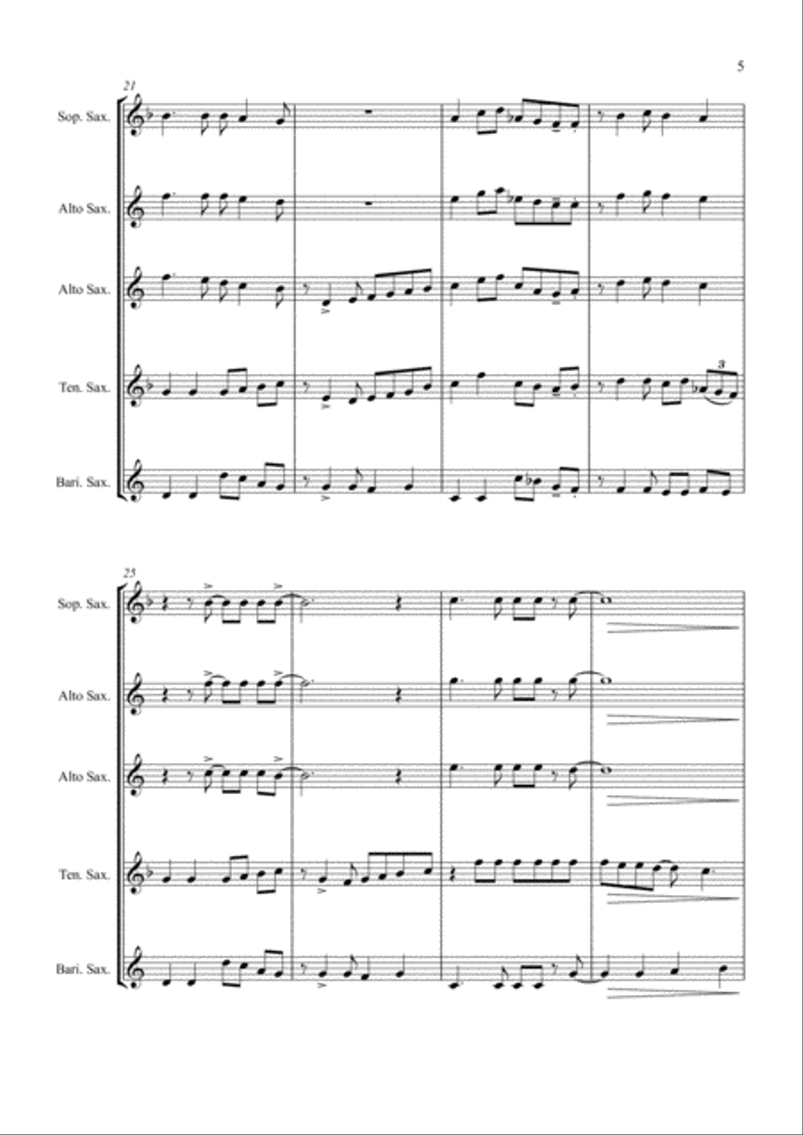 Take On Me Saxophone Quartet scores gallery preview page 5