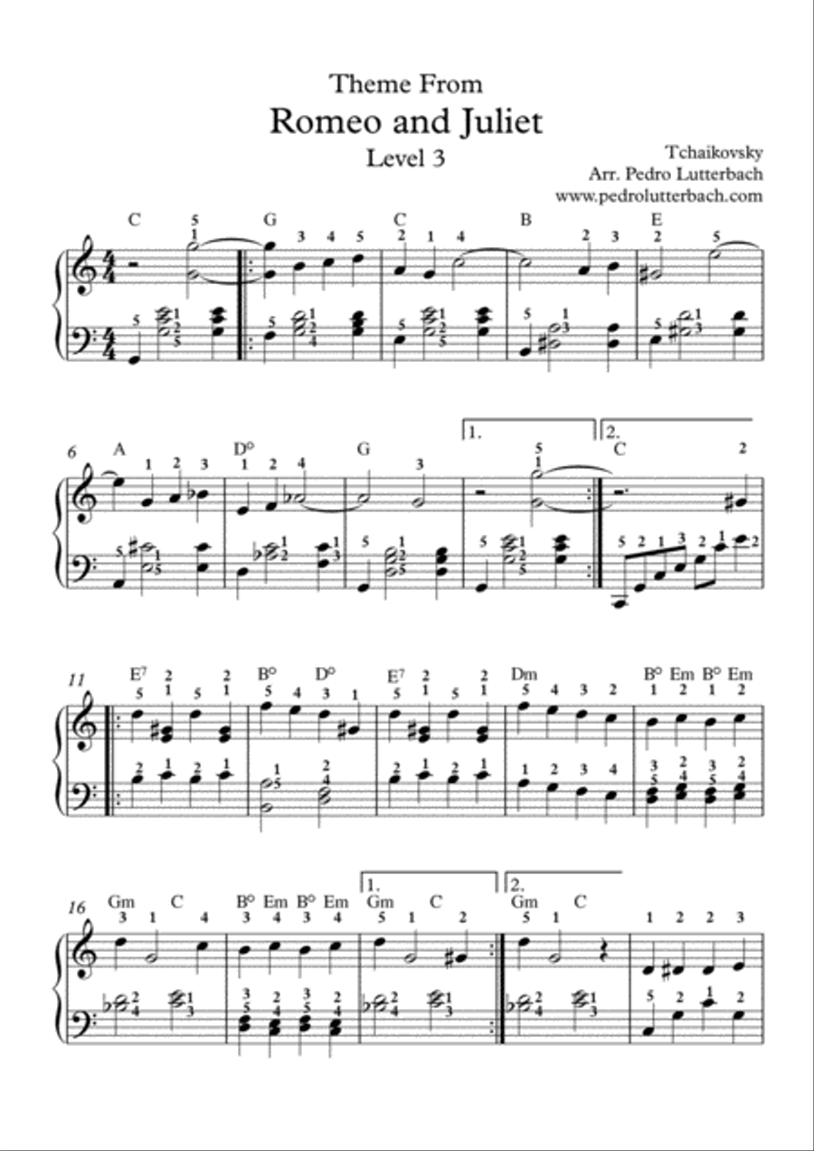 Romeo and Juliet Theme Romeo and Juliet Theme Piano Solo scores gallery preview page 1