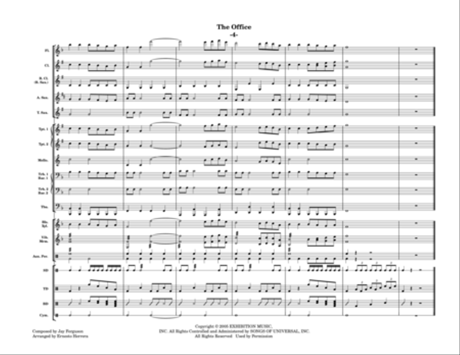 The Office - Theme - Score Only Marching Band scores gallery preview page 4