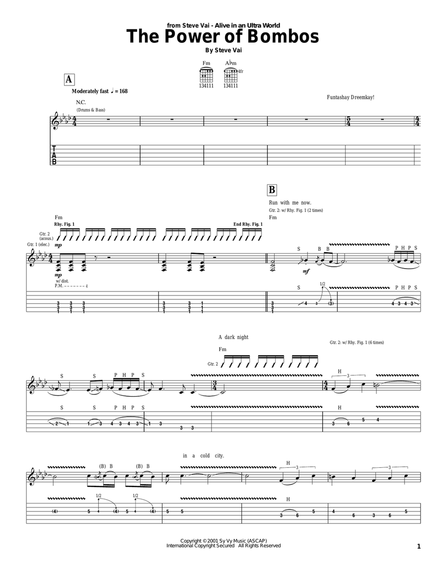 The Power Of Bombos Acoustic Guitar scores gallery preview page 1