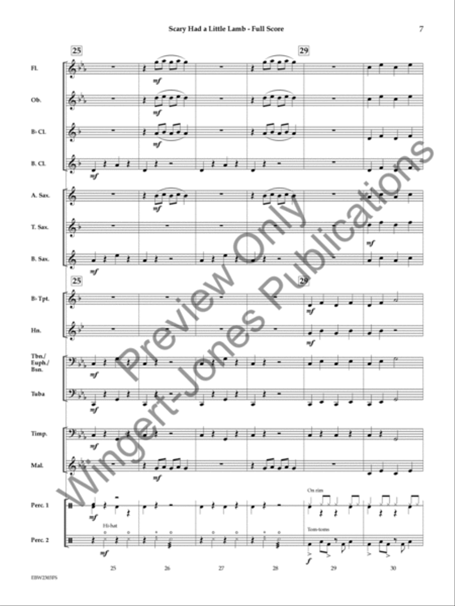 Scary Had a Little Lamb (Score) Concert Band scores gallery preview page 8