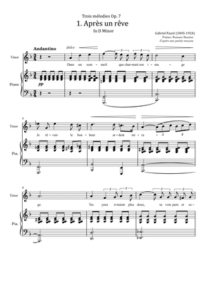 Gabriel Faure - Après un rêve Trois mélodies - In D minor - Op.7, No.1 - Original
