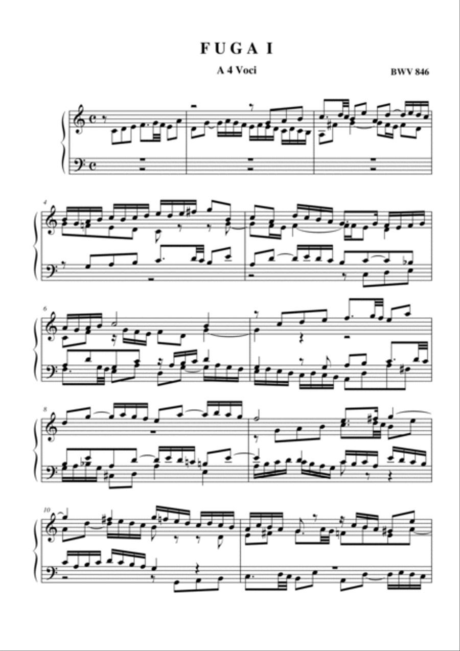 Bach-Fugue No. 1 in C major, BWV 846 Piano Solo scores gallery preview page 2